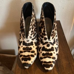 Boden leather leopard heeled bootie 38 or 7.5